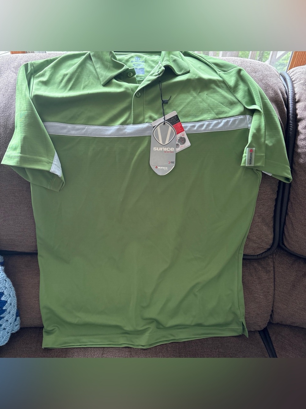 Sunice X-Static Silver Fiber  Polo Shirt Mens Large Green/gray  Golf NWT